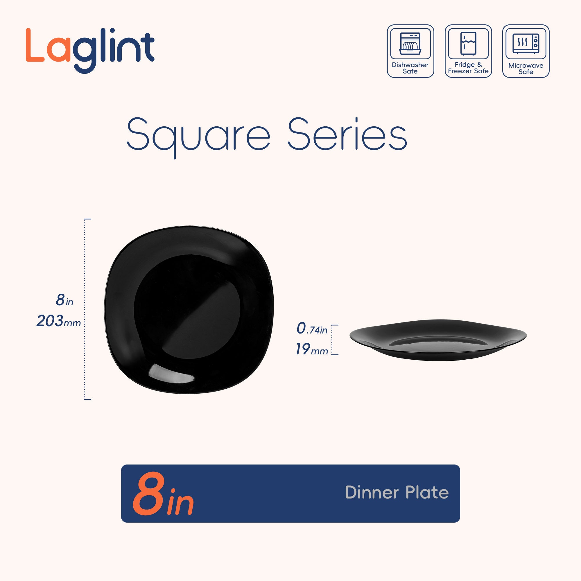 Square 8" Side Plate (Obsidian)