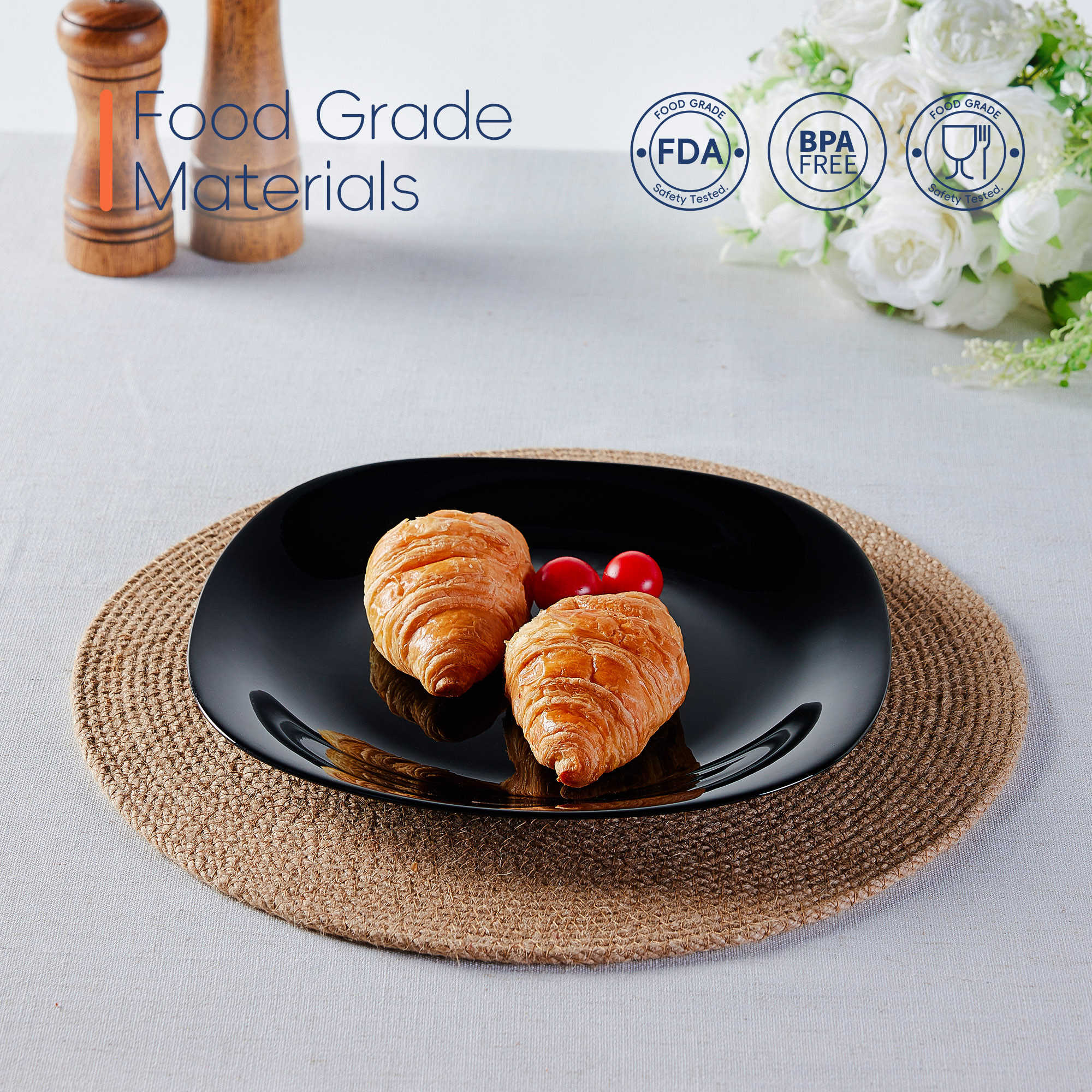 Square 8" Side Plate (Obsidian)