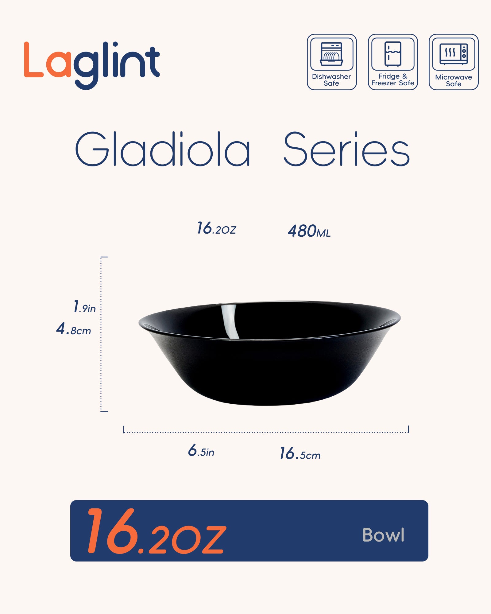 Gladiola 16-oz Cereal Bowl (Obsidian)