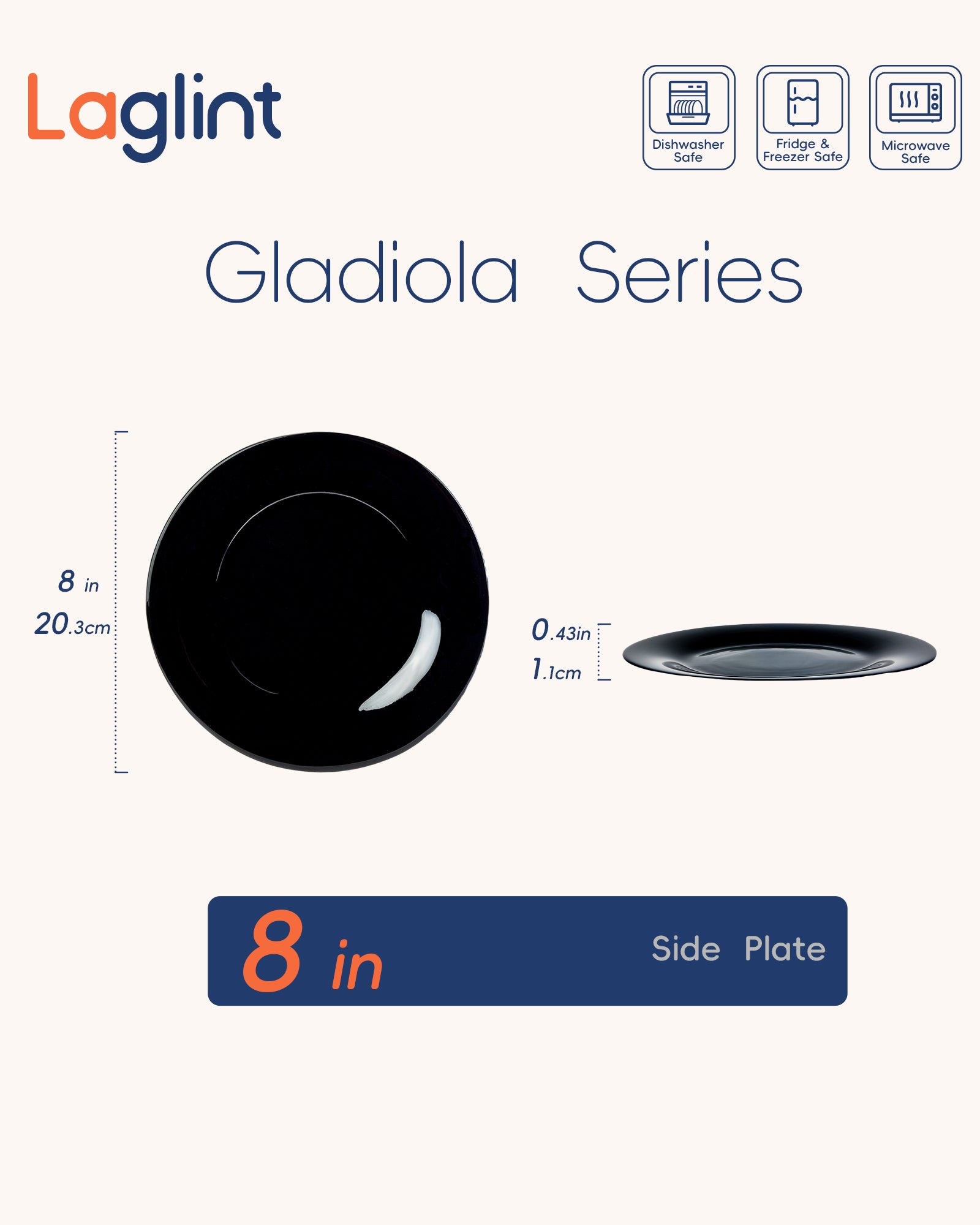 Gladiola 8" Side Plate (Obsidian)