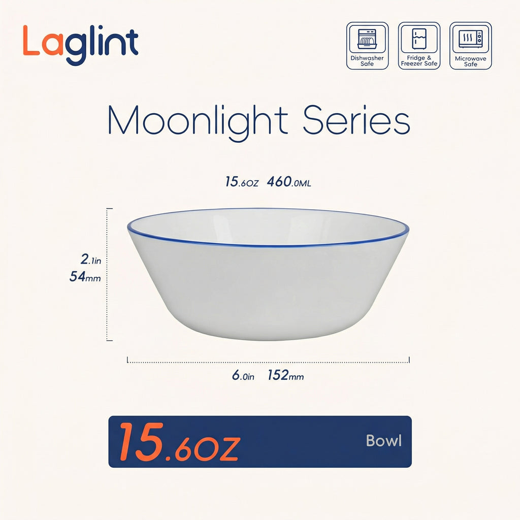 Moonlight 16-oz Cereal Bowl (Navy Blue Rim)