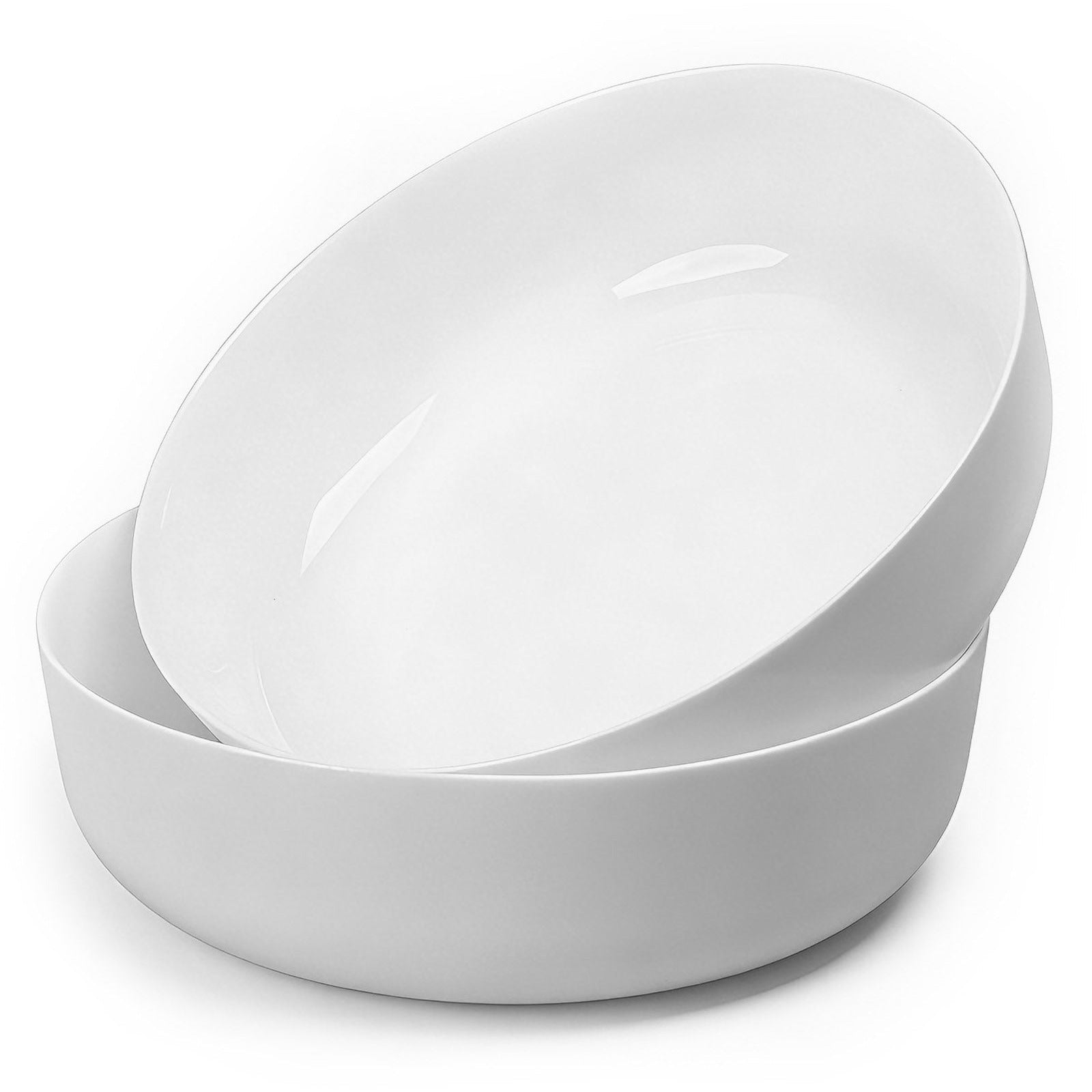 Two white opal glass bowls, one nested inside the other, shown on a clean white background.