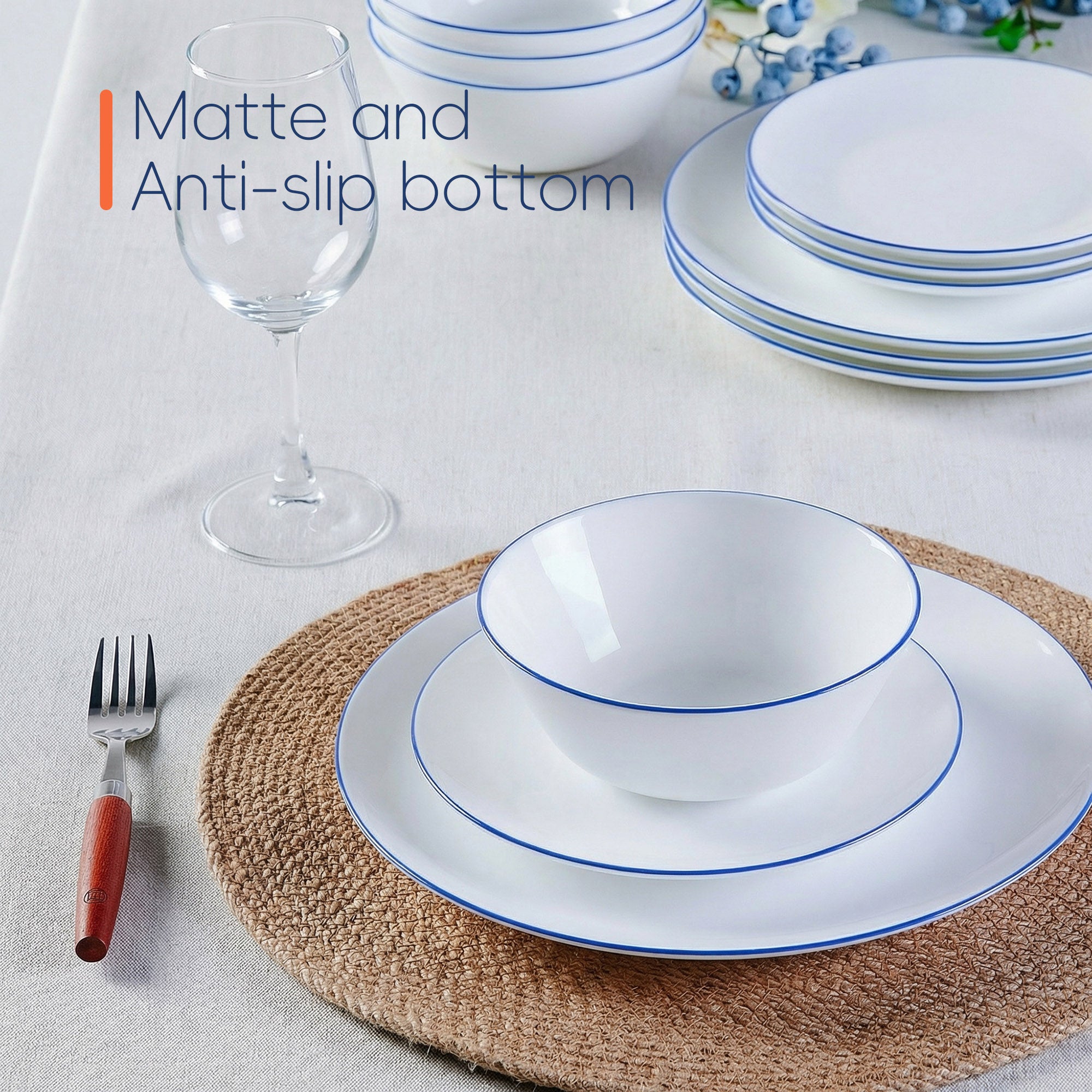 Moonlight Dinnerware Set (Navy Blue Rim)