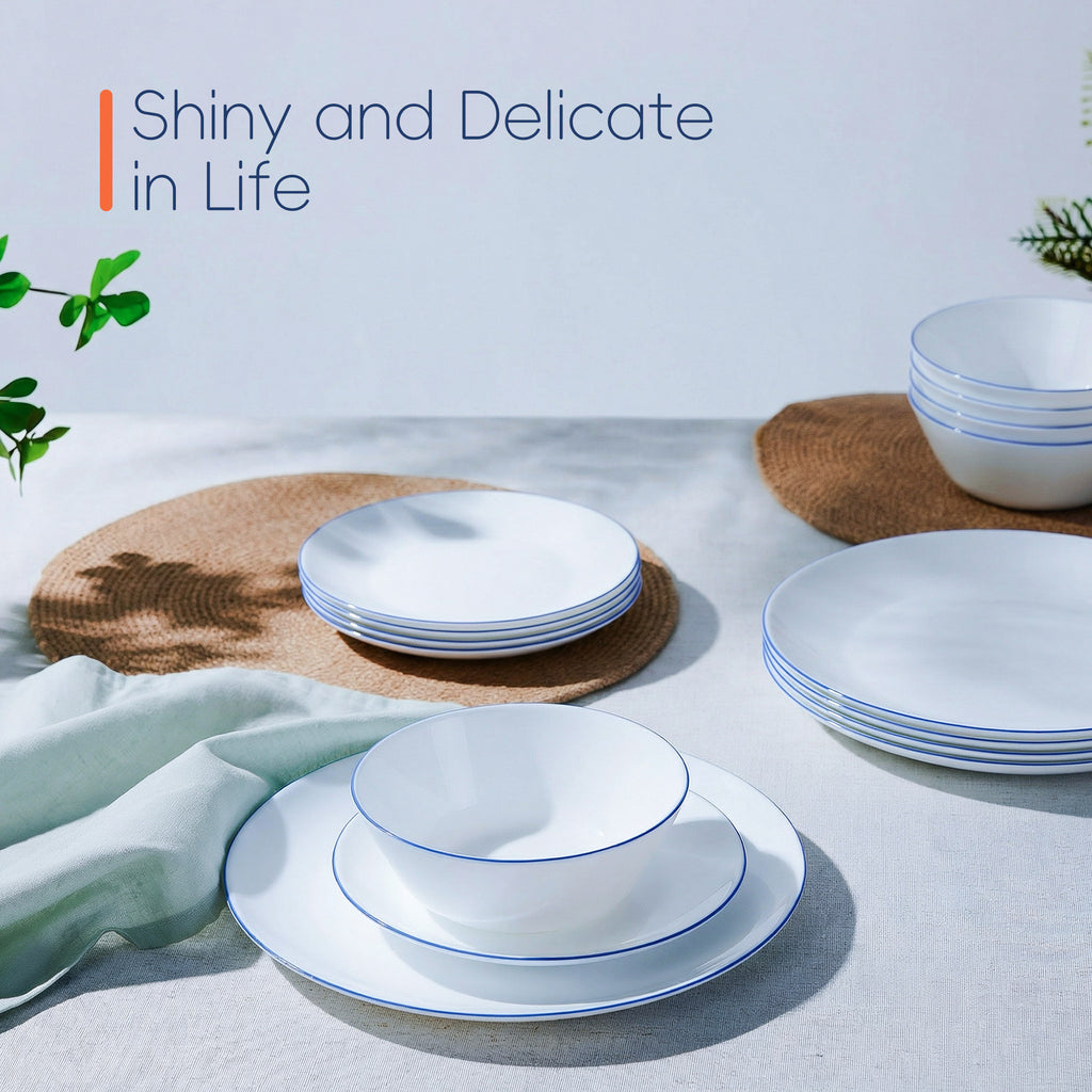 Moonlight Dinnerware Set (Navy Blue Rim)
