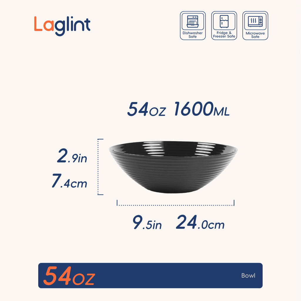 Ripples 54-oz Large Round Salad Bowl (Obsidian)