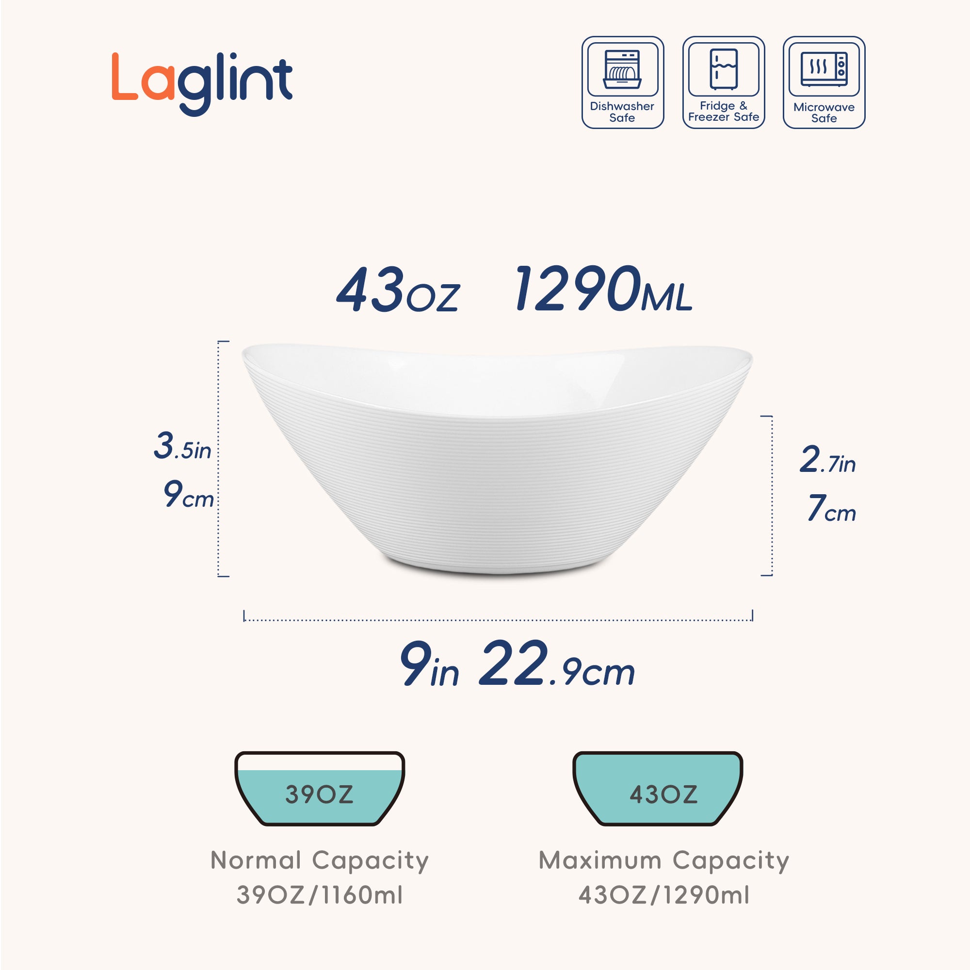 Ripples 43-oz Oval Serving Bowl