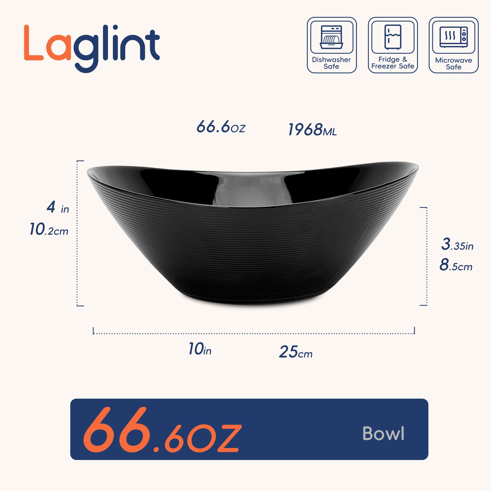 Ripples 66-oz Large Salad Bowl (Obsidian)