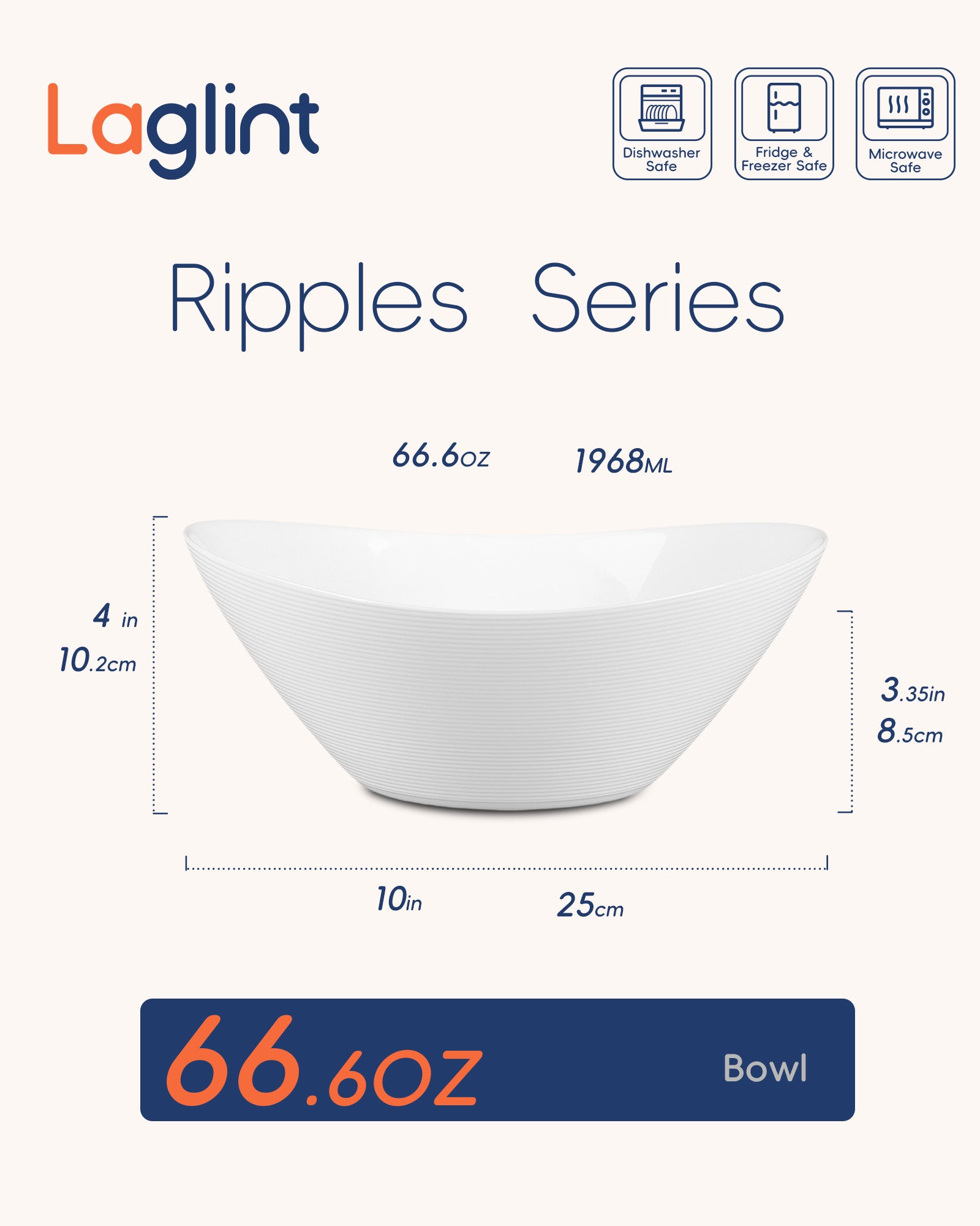 Ripples 66-oz Large Salad Bowl