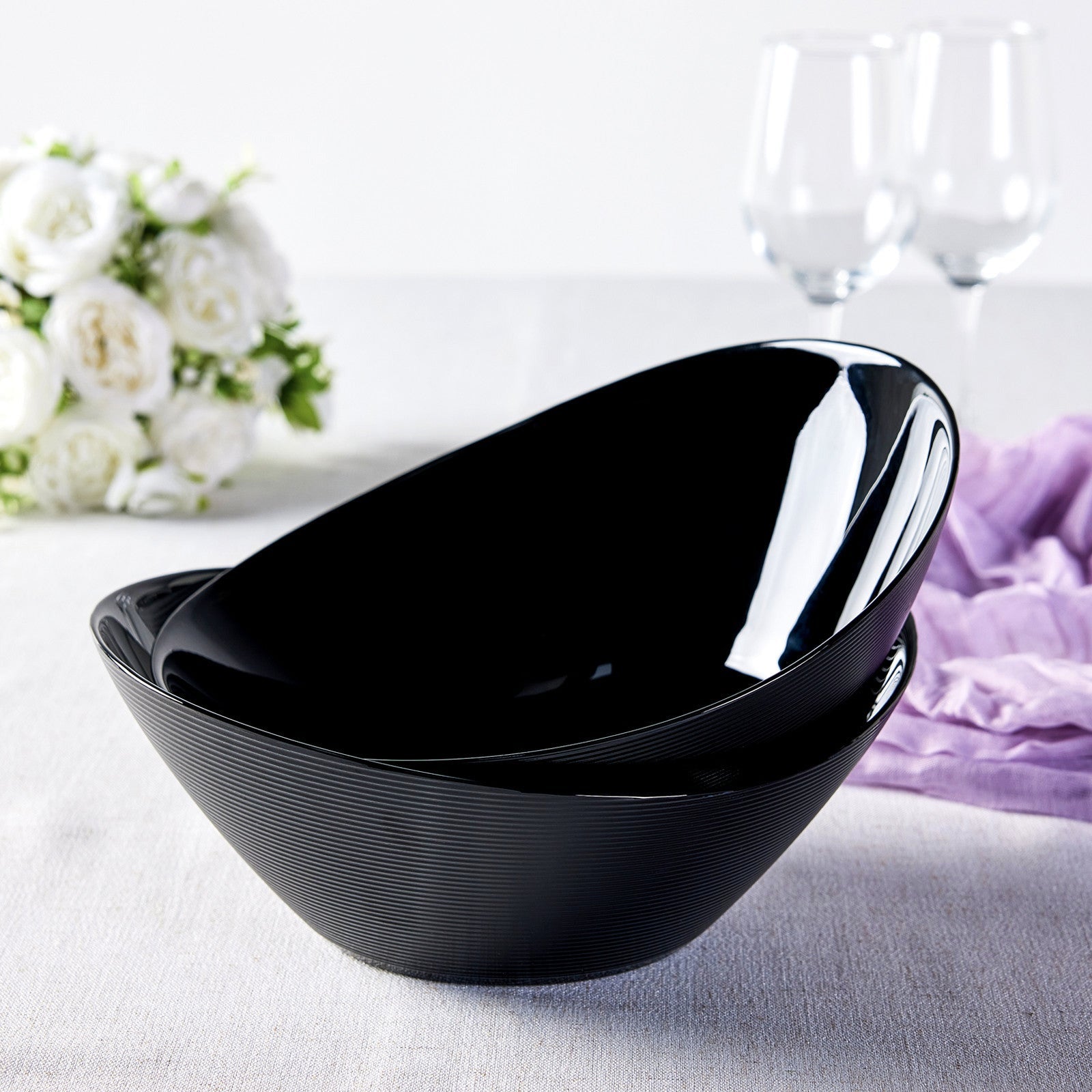 Ripples 43-oz Oval Serving Bowl (Obsidian)
