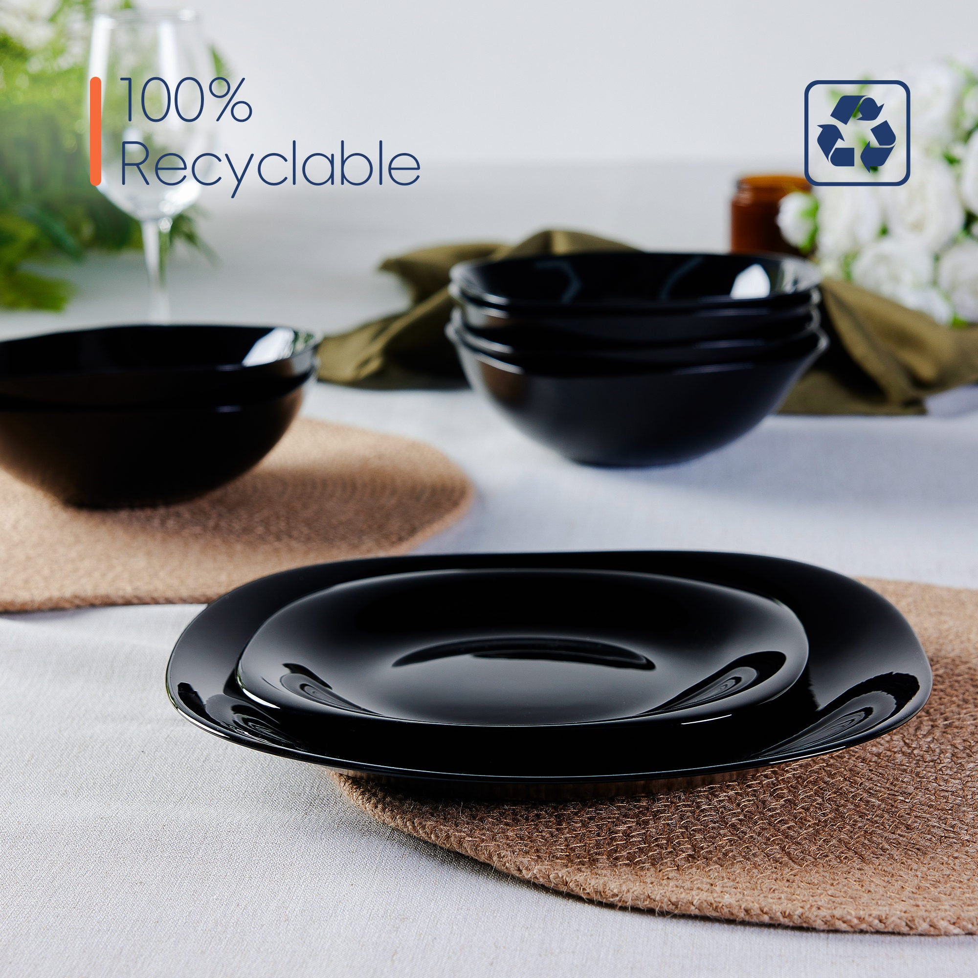 Square Dinnerware Set (Obsidian)
