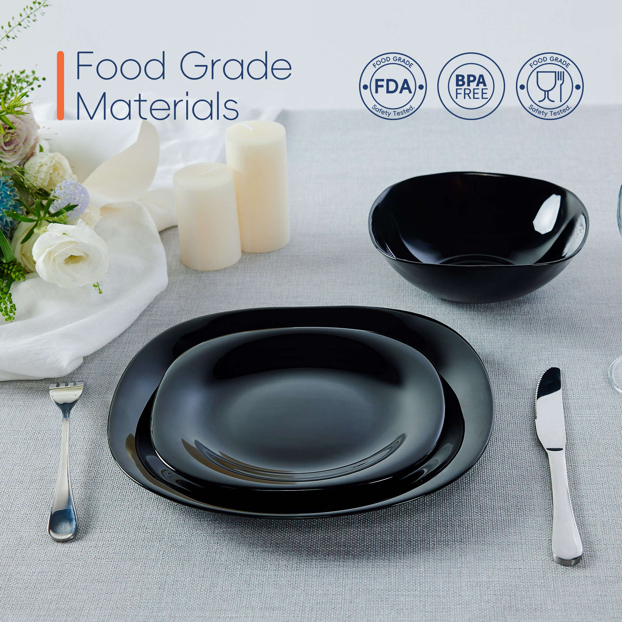 Square Dinnerware Set (Obsidian)