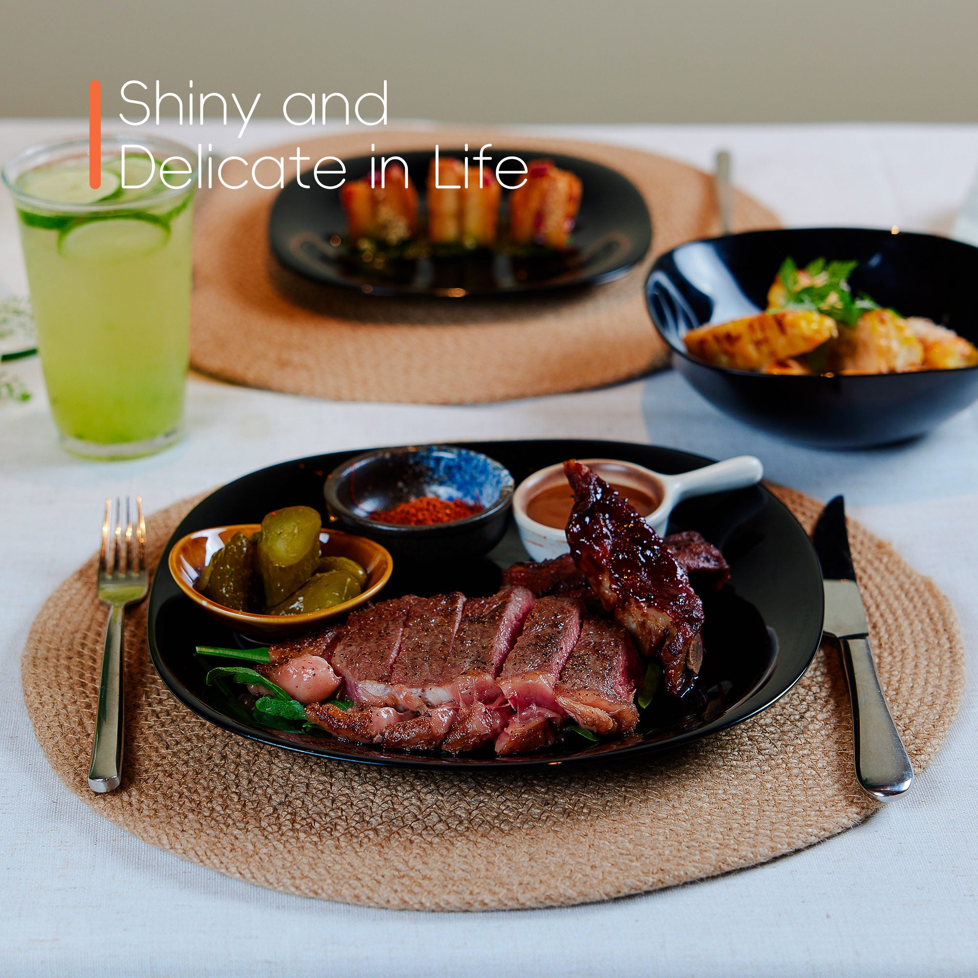 Square Dinnerware Set (Obsidian)