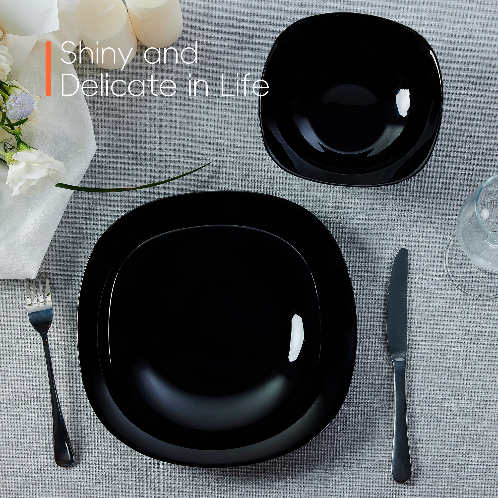 Square Dinnerware Set (Obsidian)