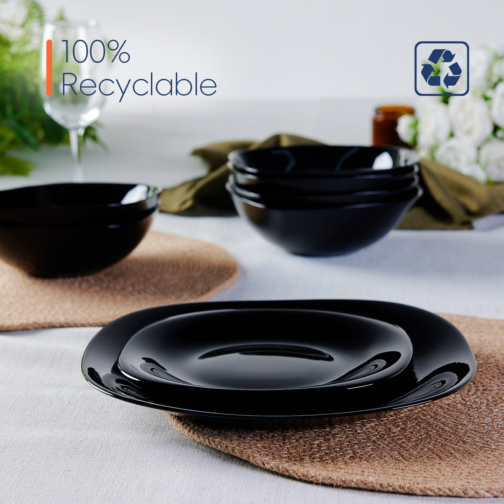 Square 10" Dinner Plate (Obsidian)